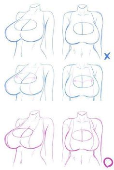 how to draw female torsos with different angles and positions for each body, including the breast