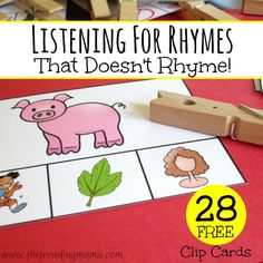 a wooden block with the words listening for rhymes that doesn't rhyne