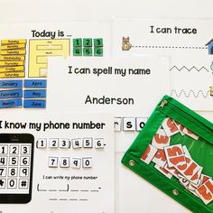 several different types of numbers and pictures on a table