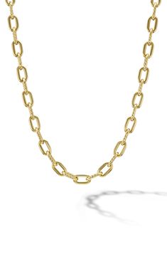 A mix of polished and spiraling links alternate on this Italian-crafted chain necklace made from 18-karat gold. Push-clasp closure 18k gold Made in Italy Yellow Gold Polished Chain Link Necklace, David Yurman, 18k Gold, Chain Necklace, Nordstrom, Yellow Gold, Italy, Chain, Yellow