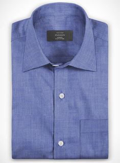 When it comes to dapper dressing, simplicity is the key to success. 
 
 Engineered from pure cotton, the fil-a-fil poplene shirt in blue is a versatile piece that can be called upon for any occassion. 
 
 The Fil-a-fil or End-to-End fabric is woven with a white and different coloured thread, to offer an irregular effect, the result is a fabric that from a distance, appears plain-colored but up close, features distinct contrast coloring. 
 
 Wear it as part of a tailored look or wear with trouser Blue Spread Collar Shirt For Office, Blue Cotton Dress Shirt For Business Casual, Blue Cotton Business Shirt, Blue Cotton Shirt For Office Wear, Cotton Business Tops With Welt Pockets, Blue Cotton Office Shirt, Semi-formal Blue Cotton Tops, Smart Cotton Shirt For Business Casual, Short Sleeve Cotton Dress Shirt For Business