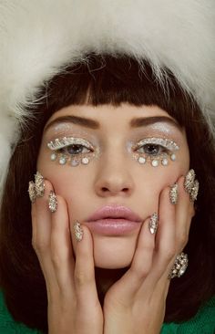 Vintage Christmas Beauty Editorial- Bows, Glitter, Metallic, Holiday Makeup, 50's, 60's, 70's 60s Lashes, Tinsel Nails, Christmas Editorial, Xmas Makeup, Jamie Nelson, Allure Beauty, Avant Garde Makeup, Mod 60s, Alfred Stieglitz