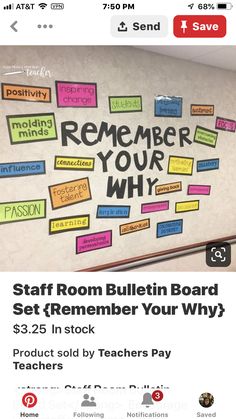 a bulletin board with stickers on it and the words,'stay room bulletin board set