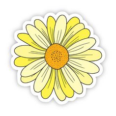 a yellow and white flower sticker on a white background