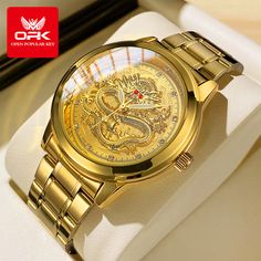 OPK Men's Watches Stainless steel Strap Golden Dragon Men's Quartz Watch Golden Dragon, Men's Watches, Steel Watch, Stainless Steel Watch, Men's Watch, Watch Brands, Quartz Watch, Wrist Watch, Better Living