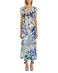 Marella Alida Dress Women - Bloomingdale's Silk A-line Dress For Garden Party, Silk Floral Print Sheath Dress, Floral Print V-neck Evening Dress, Silk Sheath Maxi Dress For Spring, Silk Sheath Dress With Floral Print, Silk V-neck Dress For Casual Occasions, Bridal Boots, Matching Dresses, Formal Gowns