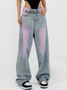 Graffiti Niche Wide-leg Mopping The Floor Boyfriend Jeans E Girl Clothes, Ripped Denim Pants, Skater Outfits, Artsy Outfit, Vintage Preppy, Skater Girl, Skater Girls, Y2k Vintage, Vintage Streetwear