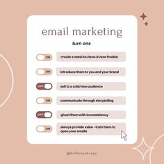 an email marketing checklist on a pink background