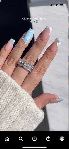 Trendy Winter Nails Square, Nails Ideas Winter, Double Liner, Winter Products, Gel Paint, Blue Acrylic Nails, Cute Christmas Nails, Christmas Gel Nails