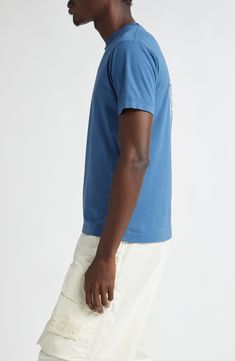 Washed and faded to old-favorite perfection, this T-shirt made of soft cotton sports a small logo on the chest and a relaxed, wear-everywhere fit. 27 1/2" length (size Medium) Crewneck Short sleeves 100% cotton Machine wash, line dry Imported Designer Clothing Casual Washed Blue T-shirt For Everyday, Casual Blue Organic Cotton T-shirt, Relaxed Fit Washed Blue T-shirt For Everyday, Washed Blue Relaxed Fit T-shirt For Everyday, Everyday Relaxed Fit Washed Blue T-shirt, Everyday Washed Blue Relaxed Fit T-shirt, Sporty Washed Blue Relaxed Fit Top, Blue Relaxed Fit T-shirt, Blue Athleisure T-shirt For Everyday