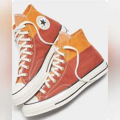 Converse All Star Chuck Taylor, Chuck 70 High-Tops *Nwt In Box* Color: Monarch/ Rugged Orange/ Egret Size: 11.0 Men's/ 13.0 Women's Unisex Model # A02552c Retro Round Toe Sneakers For Fall, Retro Color Block Sneakers, Sporty Converse High-top Sneakers For Fall, Converse Sporty Fall Sneakers, Fall Converse Sporty Sneakers, Orange Low-top Sneakers For Fall, Fall Season Sporty Converse Sneakers, Fall Sporty Converse Sneakers, Fall Orange Low-top Sneakers