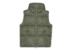 Green Gucci, Comfort Box, Canvas Vest, Puffer Gilet, Canvas Jacket, Gg Logo, Wear Green, Outerwear Vest, Hot Sneakers