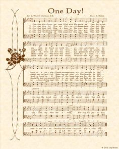 an old sheet music page with the words one day