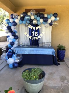 Birthday Man, School Prom, Silver Birthday, Blue Balloons, Man Birthday, 18th Birthday, Hanukkah Wreath, Birthday Decorations, Birthday Ideas