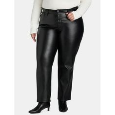 Youre city-chic in a heartbeat with Terra & Skys Faux-Leather Pants. These straight-leg pants are crafted in a premium faux leather and designed for a sleek, sophisticated aesthetic and comfortable fit. A coveted style on every gals new season wishlist, these faux leather pants are ideal for any occasion, from casual outings to evening eventsall you need to do is pick the top and shoes! Only at Walmart. Size: 16W.  Color: Black.  Gender: female.  Age Group: adult. Sophisticated Aesthetic, Leather Pant, Plus Size Pants, Faux Leather Pants, Slim Fit Pants, City Chic, Pull On Pants, Straight Leg Pants, In A Heartbeat