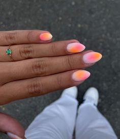 Nails For Dominican Republic, Fun Summer Almond Nails, June Nails Ideas 2024, Ora Nails, Europe Summer Nails, Fiji Nails, Mismatched Nails, Spring Break Nails