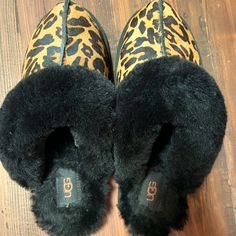 Nwot. Ugg Slippers. Size 8. Paid 130.00 No Holds. Ugg Leopard-Print Dyed Calf Hair Cozy Slippers. Dyed Lamb Shearling (Australia) And Uggpure Wool Lining. Flat Heel. Round Toe. Exposed Seam Detail. Slide Style. Embossed Ugg Logo Tpr Outsole. Imported. Sequin Ugg Slippers, Ugg Slippers Leopard, Women Ugg Slippers Black, Black Faux Fur Slippers With Round Toe, Shearling Slip-on Slippers With Textured Footbed, Ugg Slippers, Slippers Cozy, Calf Hair, Cute Sandals