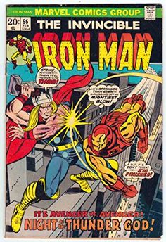 an old comic book with iron man on the cover