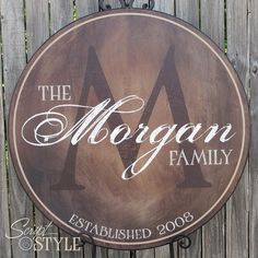 a wooden sign that says the morgan family