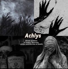 an advertisement for achy's is shown in black and white with images of creepy hands