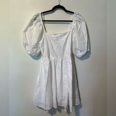 A New Day White Eyelet Peasant Dress Size Large Nwt Cute Cut Out Back! Spring Daywear Peasant Dress With Puff Sleeves, Spring Puff Sleeve Peasant Dress For Brunch, Spring Peasant Dress With Puff Sleeves For Brunch, Spring Puff Sleeve Peasant Dress For Daywear, Spring Peasant Dress With Puff Sleeves For Daywear, Spring Brunch Peasant Dress With Puff Sleeves, White Casual Peasant Dress, White Casual Peasant Dress For Spring, Spring Brunch Fitted Peasant Dress