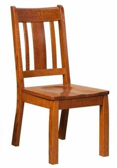 a wooden chair sitting up against a white background