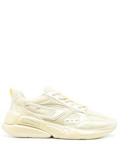 light yellow faux leather mesh panelling round toe front lace-up fastening branded insole pull-tab at the heel ridged rubber sole Diesel Sneakers Women, Diesel Sneakers, Diesel Shoes, Yellow Sneakers, Round Toe Shoes, Sneakers Blue, Pull Tab, Light Yellow, Sneakers White