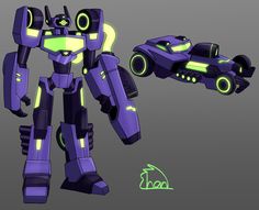 an image of a robot that is purple and green