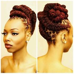 Loc Updos For Women, Updo Hairstyles For Women, Locs Updo, Loc Updos, Loc Updo, Dreads Girl, Twisted Updo