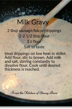 a recipe for milk gravy in a skillet