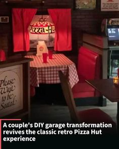 A Kentucky couple recreated a retro Pizza Hut restaurant in their garage, complete with booths, arcade games, and nostalgic charm.