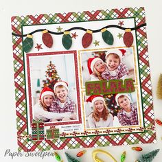 a christmas card with two photos on it