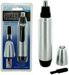 Contact UsVisit Our Store Home About Us Shipping Returns View Feedback Description No more scissors! The Nose & Ear Portable Trimmer effectively eliminates unsightly hair.  Great for everyday use or while traveling.  Easily clean trimmer with provided brush.  Stores away with a cap to protect the blade when not in use.  Trimmer is powered with 1 "AA" battery" (not included).  Comes packaged in a clam shell. Home About Us Shipping Returns View Feedback Hair Washing Sink, Best Trimmer, Tub Tray, Nose Trimmer, Women Travel, The Nose, Clam Shell, Washing Hair, Hair Clippers