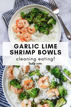 broccoli, rice and shrimp in a serving bowl Rice Bowl Recipe Easy, Healthy 15 Minute Meals, Shrimp Recipe With Rice, Shrimp And Rice Bowl Recipe, White Rice Bowl Recipes, White Rice Meals Easy, Shrimp White Rice Recipe, Simple Shrimp Dinner Recipes, Healthy Meals With White Rice