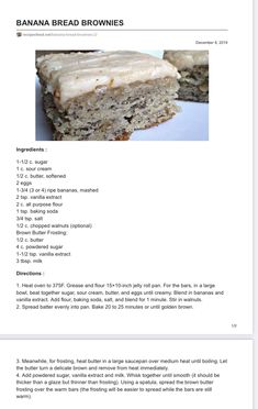 the recipe for banana bread brownies is shown