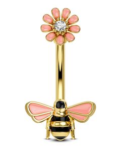 PRICES MAY VARY. [Bee Belly Button Rings]: One Piece 14G 316L Stainless Steel Belly Button Rings with Cute Bee and Pink Flower Design. It makes you Belly Piercing looks more glamorous and cute. [Gauge and Size of Belly Rings]: Bar Thickness: 14G/1.6mm, Bar Length: 10mm. [Material of Navel Rings]:The Bar is Made of 316L Stainless Steel, it is one Of The Most Safety Materials For All Types Of Skin.Nickle and Lead-Free, Good for the Sensitive Skin. [Unique Gift]:This Belly Rings Can Be The Best Gif Gold Belly Rings, Gold Belly Button Rings, Cute Belly Rings, Navel Piercing Jewelry, Belly Button Piercing Jewelry, Gold Belly Ring, Dangle Belly Rings, Belly Jewelry, Belly Bars