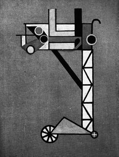 a black and white drawing of a tall tower with wheels on it's side