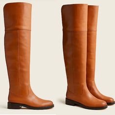 Jcrew Leather Over-The-Knee Riding Boots In Rich Caramel Size 9.5 Worn Once Indoors - Like New (See Pictures For Condition) Traditional Equestrian Seam Details Give These Rich Leather Boots Classic Appeal, While The Over-The-Knee Silhouette Adds Modern Wearability. Plus, The Low Heel Means They're Oh-So-Walkable. - Leather Upper And Lining. - Synthetic Sole. - Item Ba769. - Shaft Circumference: 15 3/4" (Approx) - Shaft: 22.5" (Approx) The Low, Over The Knee Boots, Over The Knee, Low Heels, Riding Boots, Leather Boots, Equestrian, Caramel, J Crew