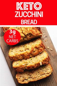 the keto zucchini bread is cut into slices