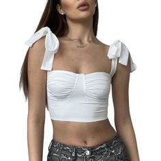 White Lace-up Spaghetti Straps Crop Tops Spaghetti Strap Crop Top, Strap Crop Top, Crop Tops Women, Women Tops, White Lace, Spaghetti Strap, Spaghetti, Lace Up, Crop Tops