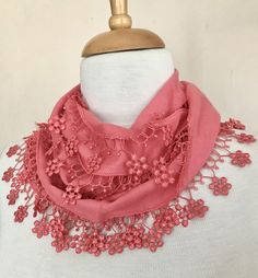 Excited to share this item from my #etsy shop: Peach Pink Pashmina Lace Trim Chic Scarf, Warm Fringed Scarf, Fall / Winter Seasons Women Fashion, Gift For Her #birthday #valentinesday #yes #winter #pinkscarf #lacescarf #giftforher #giftformom Chic Scarf, Navy Blue Scarf, Chic Scarves, Pink Scarves, Lace Scarf, Blue Scarf, Cotton Scarf, Crochet Bags, Peach Pink