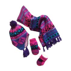 N'Ice Caps girls bulky geo print jacquard knitted hat/scarf/mitten set with soft Sherpa lining. Size: One Size.  Color: Black.  Gender: female.  Age Group: toddler. Cap Girl, Best Caps, Best Amazon Products, Winter Set, Boy Hat, Hat Scarf, Geo Print, Knitted Gloves, Knitting Accessories