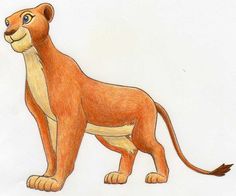 a drawing of a lion standing in front of a white background