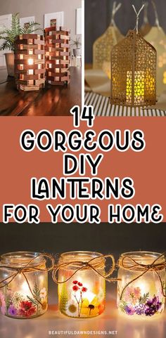 Diy Lantern Light Fixture, Outdoor Craft Ideas Diy Projects, Home Made Lanterns Ideas, Diy Solar Lanterns Outdoor Hanging, Homemade Paper Lanterns, Boho Lantern Decor, Tea Light Lanterns Diy, Diy Hanging Lanterns Indoor, Lantern Centerpieces Ideas