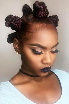 Microloc Styles, Easy Short Hair Styles, Hairstyles Twist, Knot Hairstyles, Burgundy Highlights, Bantu Knots