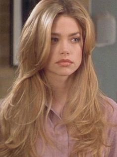 90s Haircuts, Blowout Hair, Denise Richards, 90s Hairstyles, Long Hair With Bangs, Long Blonde, Long Blonde Hair