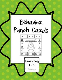 the behavior punch cards for learning numbers