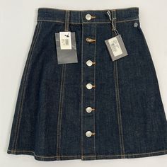 Alexa Chung For Ag Adriano Goldschmeid Kety Denim Skirt Size Waist 24 12" Across At Waist While Laying Flat 16.5" From Waist To Hem 6 Button Closure In Front Color - Lsa Style - Uni2241 98% Cotton/2% Polyurethane Alexa Chung, Denim Skirt, Womens Skirt, Skirt, Women Shopping, Blue, Color