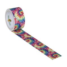 a roll of colorful tie - dyed washi tape with a rainbow design on it