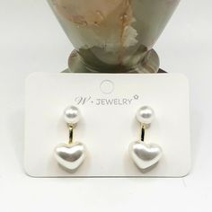 New White Pearl Heart Shaped Dangle Drop Earrings Classic And Elegant In Style Simulated Pearls With Gold Tone Back Drop Beautiful And Detailed, These Earrings Will Compliment Your Favorite Outfit New A6052-6061 A6123-26 A6896-6901 Other Listings J.Crew Abercrombie And Fitch Nike Levi's Columbia Lee Victoria's Secret Wrangler Talbots Skechers Adidas Chico's Fila Vince Camuto Old Navy Athleta Eddie Bauer Madewell Ralph Lauren Polo Ann Taylor Loft Disney Free People Tailorbyrd Puma Gloria Vanderbi White Pearl Earrings For Valentine's Day Party, White Heart-shaped Pearl Earrings For Party, White Heart-shaped Pearl Earrings For Valentine's Day, Trendy White Double Heart Jewelry, Valentine's Day White Pearl Earrings, White Heart Drop Earrings For Party, White Heart Charm Earrings, White Heart Drop Earrings For Mother's Day, Trendy White Pearl Drop Earrings